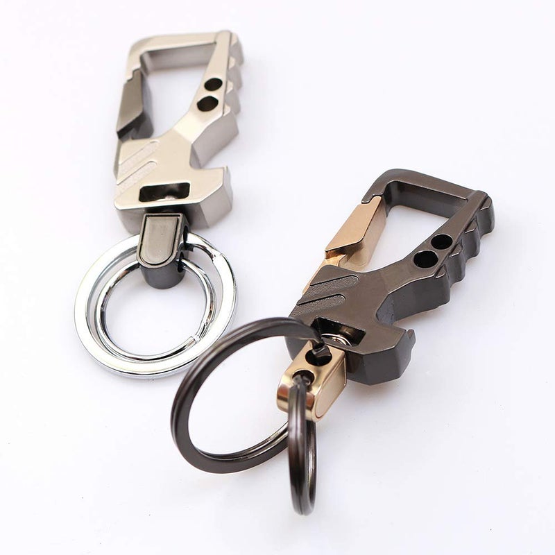 homEdge Heavy Duty Key Chain with Bottle Opener, 2 Pack Car Key Chains with 2 Metal Key Rings Carabiner Keychians-(Gun/Golden+Silver/Gun) - Image 5